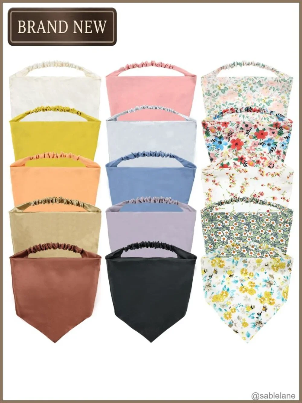 15 Pack Silk Satin Bandana Headband Triangle Scarf for Women